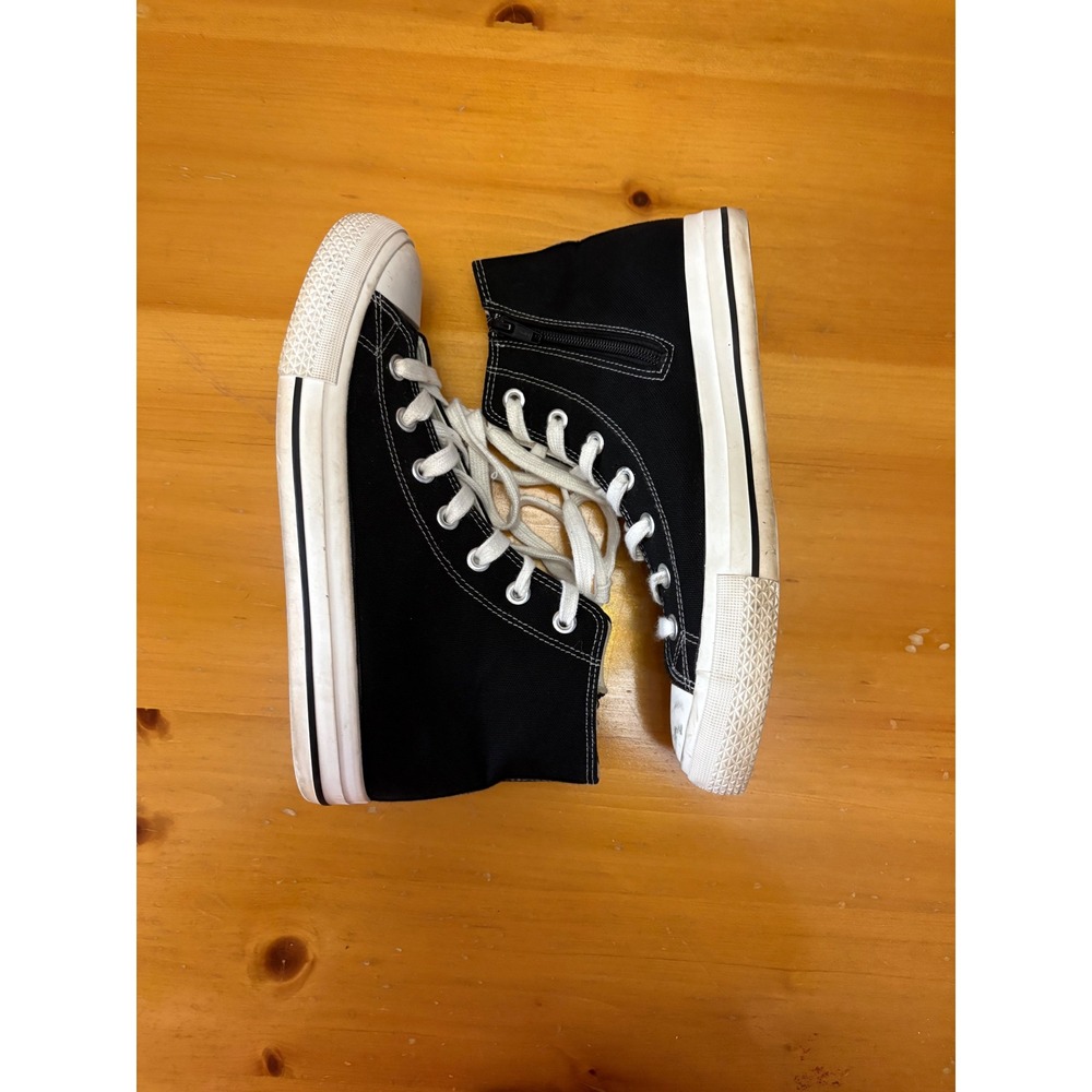 Cushionaire Vance-Z Black Canvas High Top Sneakers Side‎ Zip Womens 9M